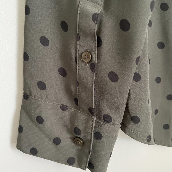 Express Olive & Black Polka Dot Blouse - Picture 4 of 8